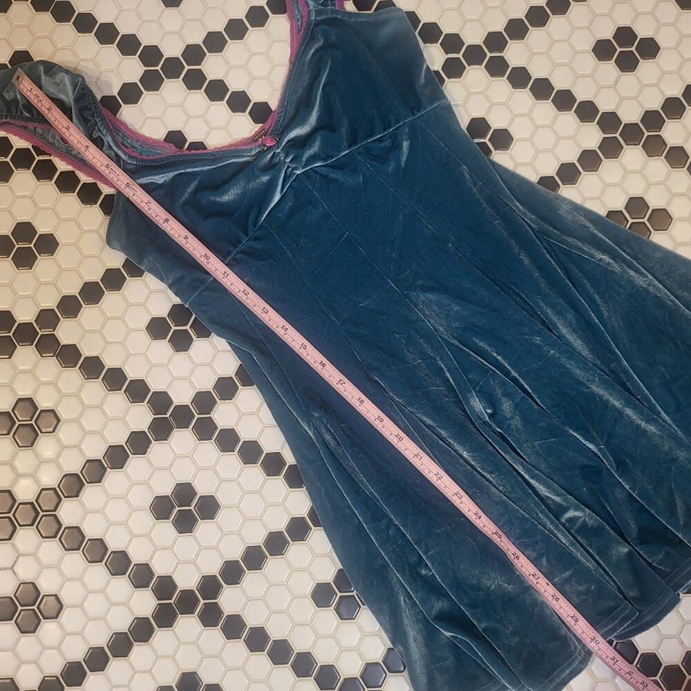 Free People Rose Marie Velvet Mini Dress Blue XS Fit & Flare Romantic Party - Picture 11 of 14
